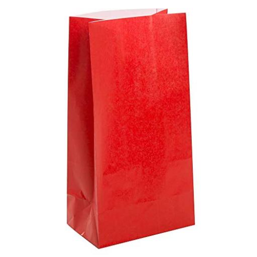 12 Paper Party Bags - Red