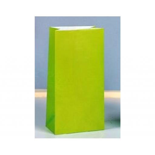 12 Paper Party Bags - Lime Green