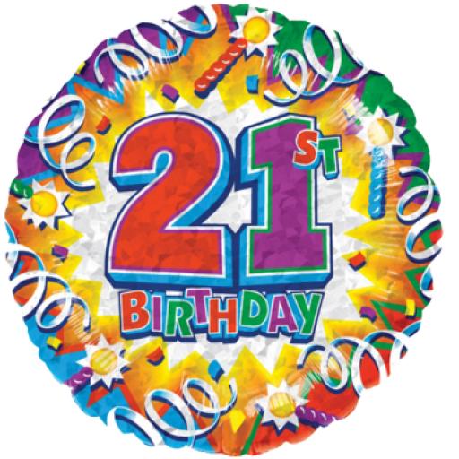 Explosion 21st Prismatic Birthday Foil Balloon 18in