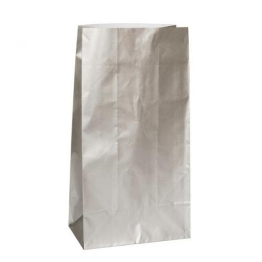 12 Paper Party Bags - Silver