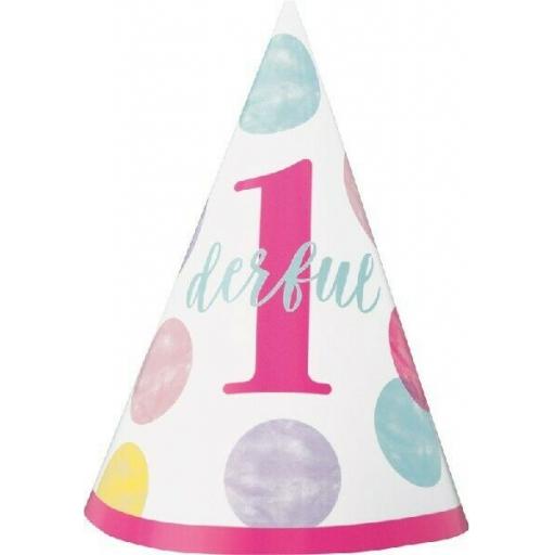 PINK DOTS 1ST BIRTHDAY MINI PARTY HAT