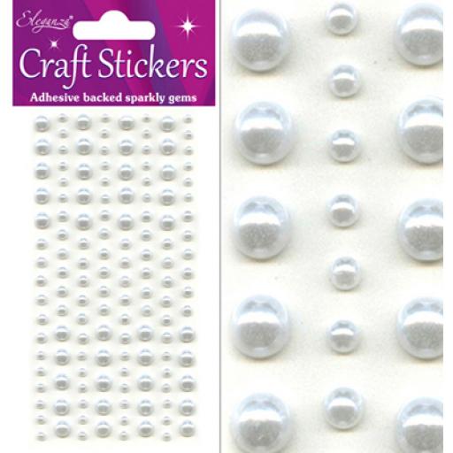 Eleganza Craft Stickers 6mm x 140pcs Pearls