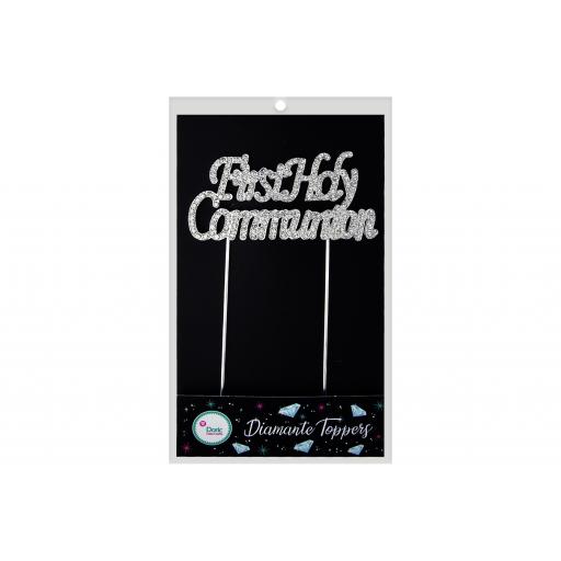 First Holly Communion Diamante Topper 9.5cm x 4.5cm