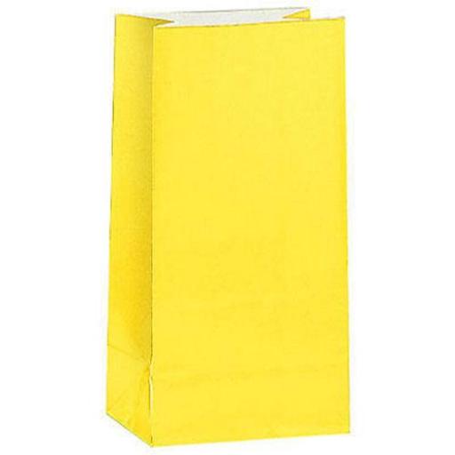 12 Paper Party Bags - Sunflower Yellow