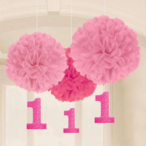 Fluffy Decorations 1st Birthday Pink