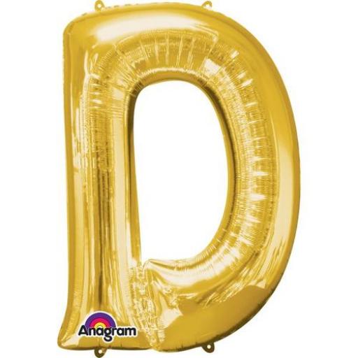 Balloon Air-Filled Letter  D Gold 16in