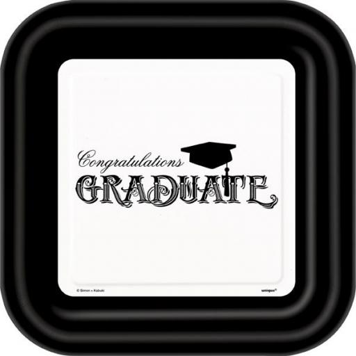 Graduation Plates Square 8pk 8.5"