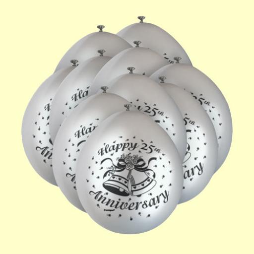 25th Anniversary Silver Latex Balloon 11"