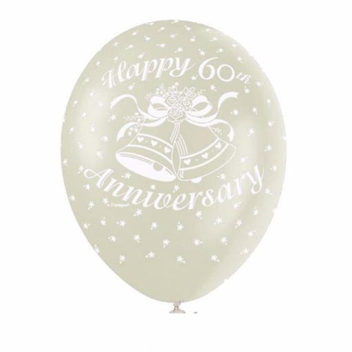 60th Anniversary Pearl Ivory Latex Balloon 11"