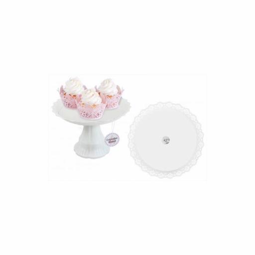 White Cup Cake Stand 8"