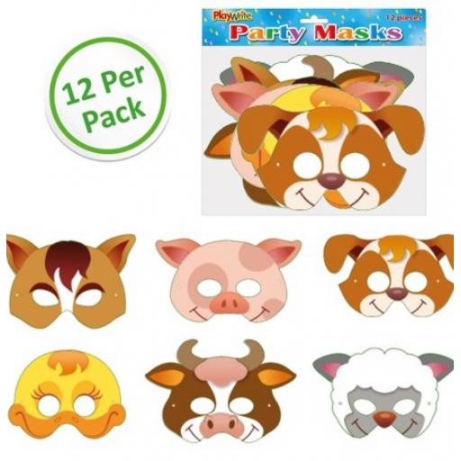 12 Cards Farm Animal Masks