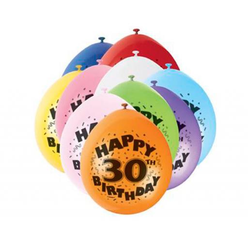 Happy 30th Birthday Anniversary Assorted Colour Latex Balloon 9"