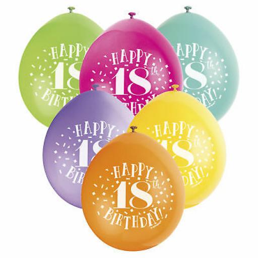 Happy 18th Birthday Anniversary Assorted Colour Latex Balloon 9"