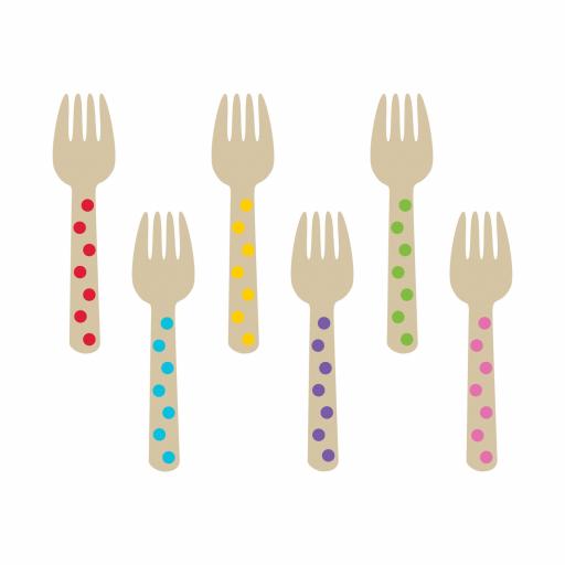 Rainbow Buffet Mini Wooden Forks 12pcs