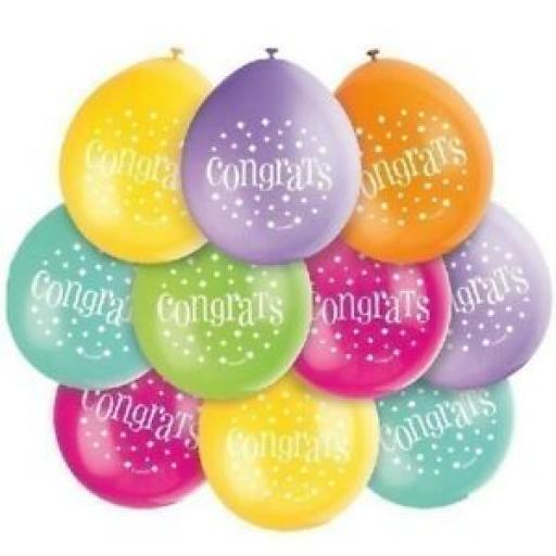 Congrats Assorted Colour Latex Balloon 9"