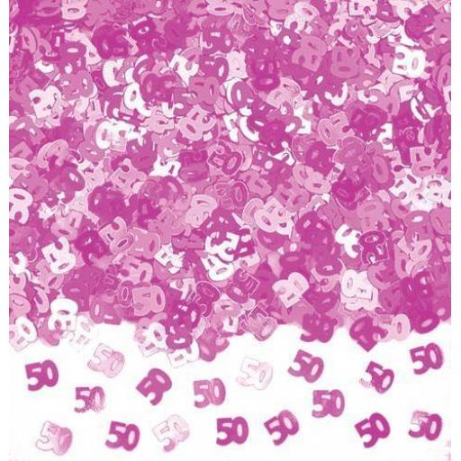 50th/Mini Stars Birthday Pink Shimmer Metallic Confetti 14g