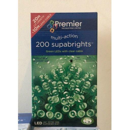 200 Multi Action 200 LED Green Lights 20 Metre