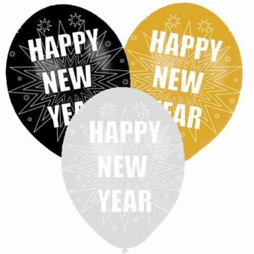 Happy New Year Latex Balloons 6pk