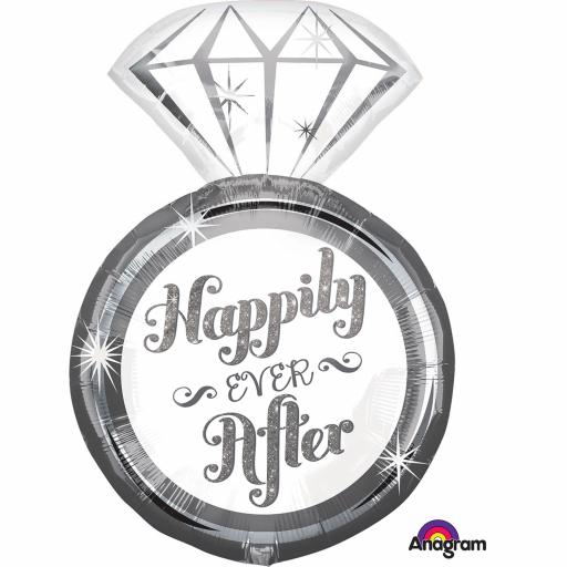 Happily Ever After Ring Super Shape Foil Balloons 18"