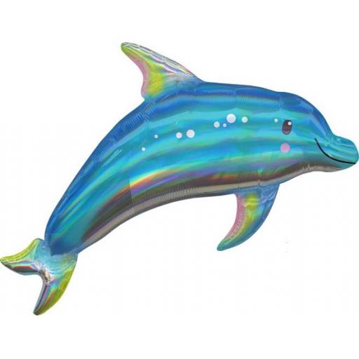 Iridescent Blue Dolphin Foil Balloon  29in