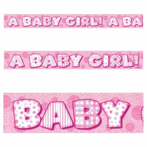 Holographic A Baby Girl Foil Banner 3.65m