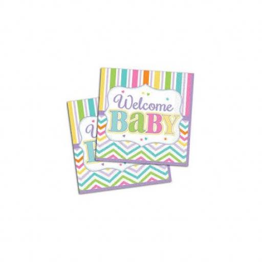 Amscan 36 Baby Bright Luncheon Napkins 33 x 33 cm