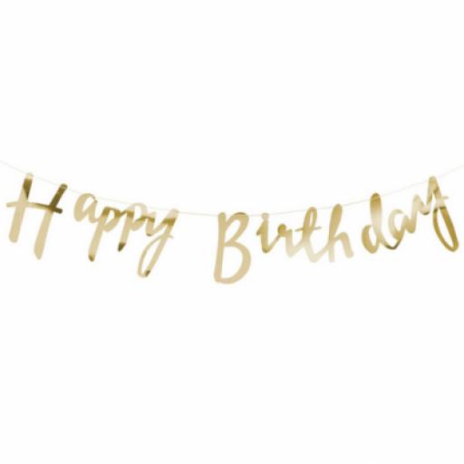 Happy Birthday Glitter Letter Banner Silver 2.75 M Long