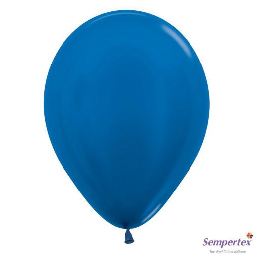 12 in Metallic Round Balloon Blue 50pk