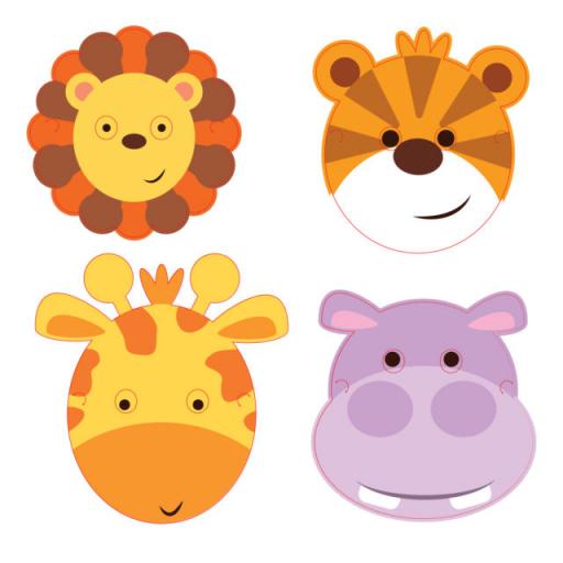 Safari Birthday Party Masks 8pk