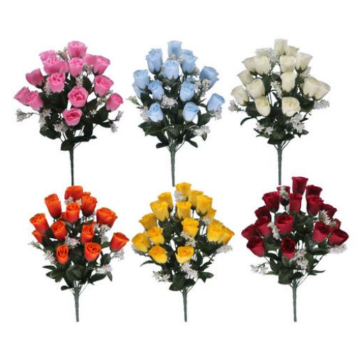 Rosebud Bush With Gyp (18 Heads) Each Available in different colours