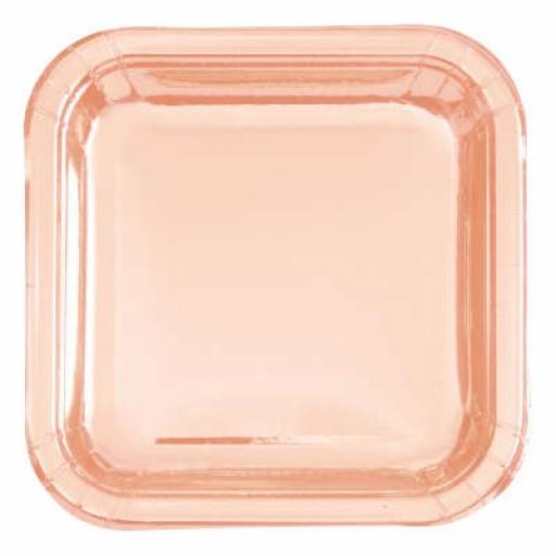 Rose Gold Plates Square 17.4 cm Packs of 8