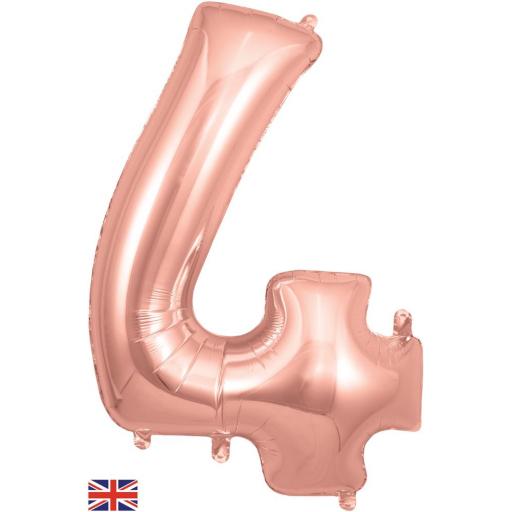 34" Number 4 Rose Gold Foil Balloon