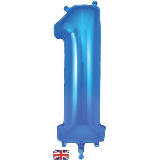 34" Number 1 Blue Foil Balloon