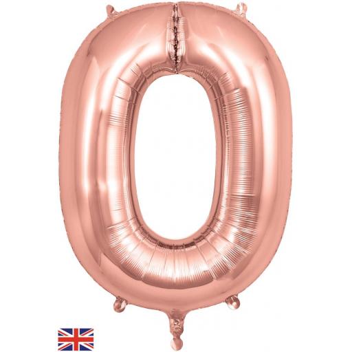 34" Number 0 Rose Gold Foil Balloon