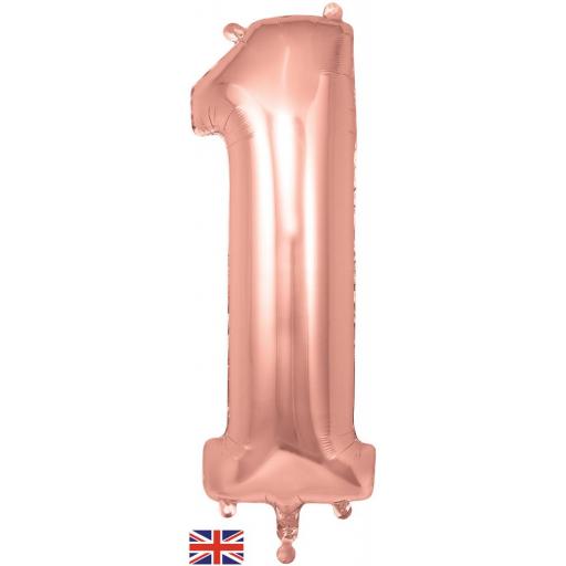 34" Number 1 Rose Gold Foil Balloon