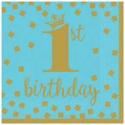 1st Birthday Boy Gold Luncheon Napkins 33cm - 16.jpg