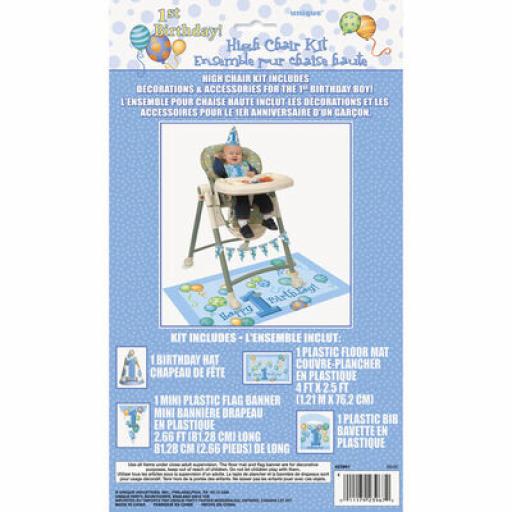 Blue 1st Birthday High Chair Decoration Kit