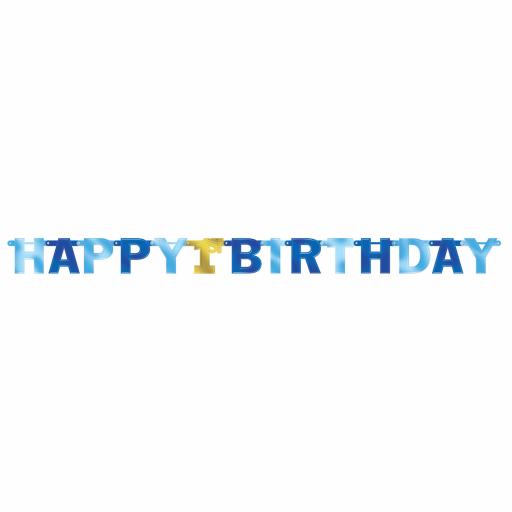 1st Birthday Boy Large Blue Foil Letter Banners 2.13m