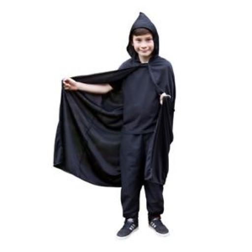 Kids Black Cape Hooded Robe Wizard Gandalf Girls Boys