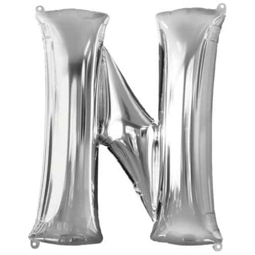 14 Inch Silver Air Foil Balloon Letter  N