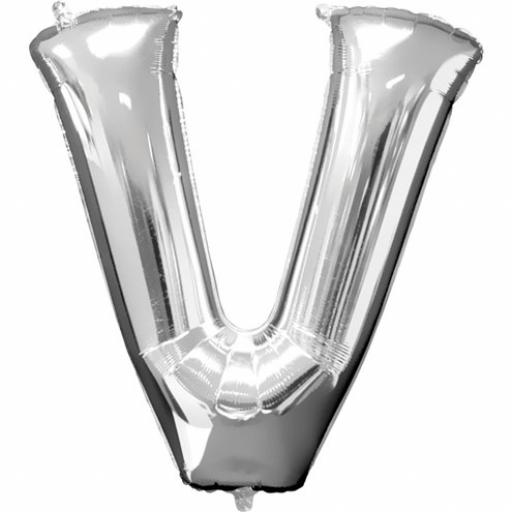 14 Inch Silver Air Foil Balloon Letter  V