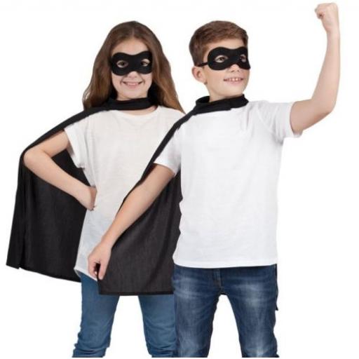 Halloween Costume Superhero Cape & Mask Black