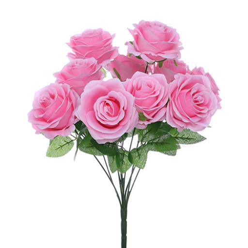 42cm Large Rose Bush Pink 10 Head