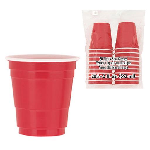 Plastic Red Shoot Glasses 59ml 20pk