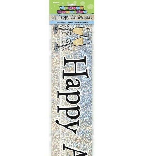 Happy Wedding Anniversary Foil Banner (3.65m) Long