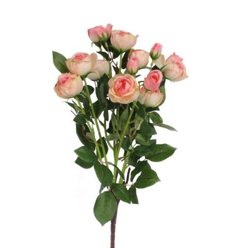 42 Cm Large Open Rose Bush Cream /Pink/Peach-Colour