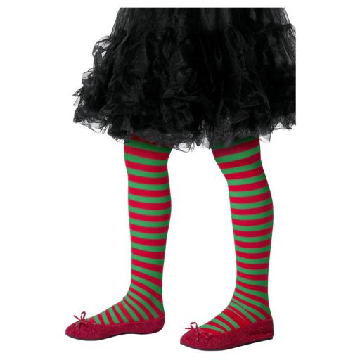 Striped Tights, Childs, Red & Green