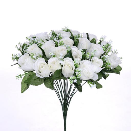 Rose Bud Bush 41 cm(24 HEADS) WITH GYP IVORY