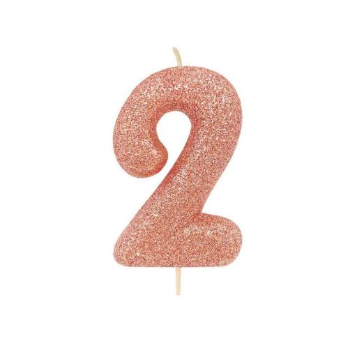 Age 2 Rose Gold Glitter Number