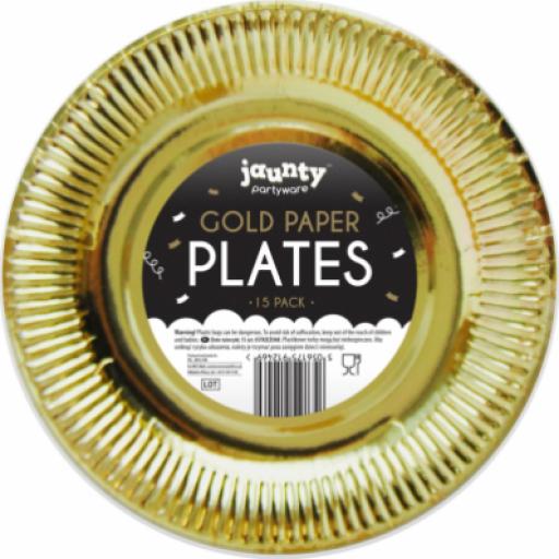 OTL Gold Paper Plates 15pk 9''